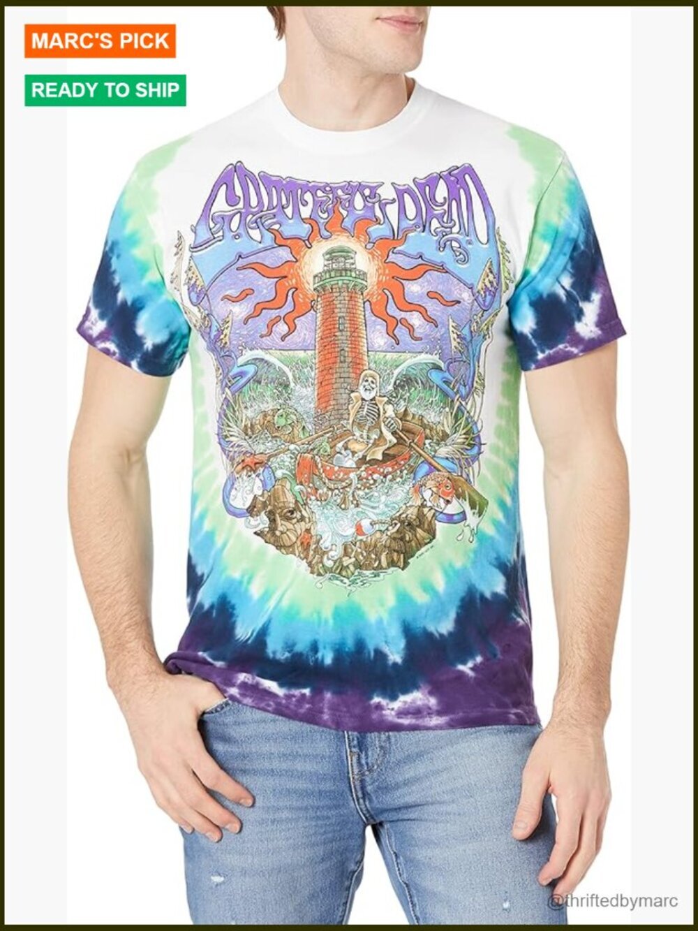 Heavyweight Cotton Grateful Dead Graphic T-Shirt Classic Fit Short Sleeve